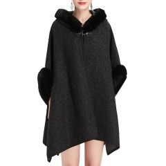 Frauen Cape Mantel Kunstpelz Strickwaren Pounch Mantel Schal Wrap