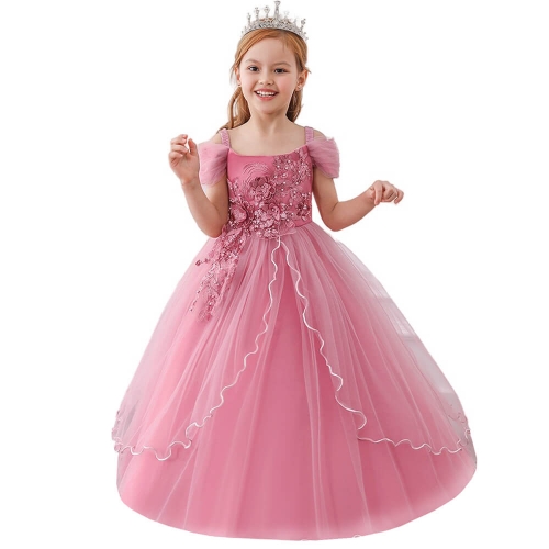 KAXIDY Girls Long Dress, Maxi Gown Party Dresses, Girls Pageant Dresses Tulle Party Gown