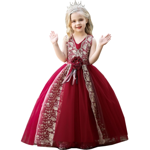 KAXIDY Floral Girl Long Dresses, Pageant Dresses Formal Maxi Dress  Kid Party Dance Gown