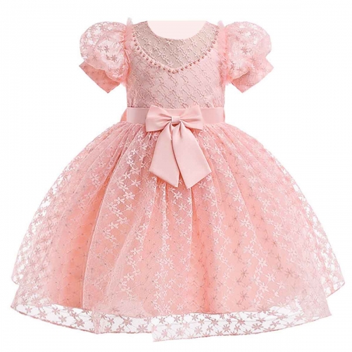 KAXIDY 여아 드레스 아동 레이스 꽃 드레스 패션 라운드 넥 드레스