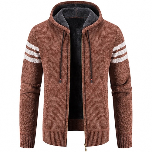 KAXIDY Men Knitted Coat Autumn Winter Hood Cardigans Knitted Jacket