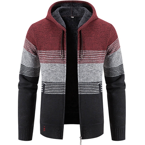 KAXIDY Hoodies Coat for Men Zip Up Sweashirts Fleece Lined Winter Wool Knitted Jacket