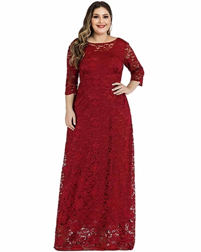 KAXIDY Women Long Dresses Lace Floral Bridesmaid Dress Maxi Dresses with Pockets