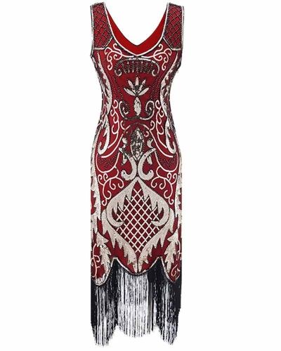 KAXIDY Women Dresses Sequin Beaded Vintage 1920s Gatsby Cocktail Dress