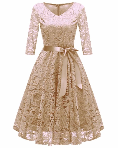 KAXIDY 여성 드레스 레이스 꽃무늬 칵테일 드레스 파티 드레스