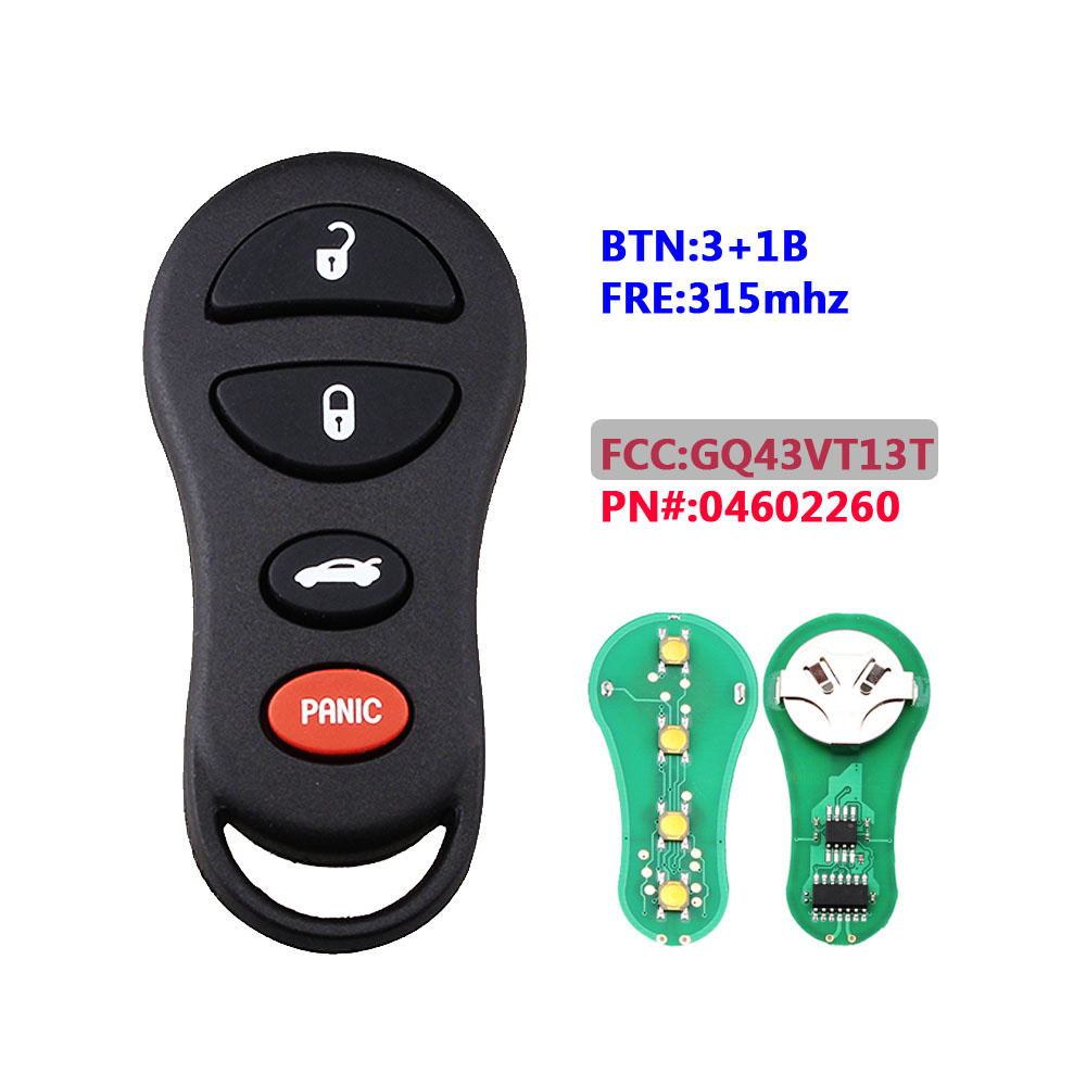 Keyless Entry Remote & Key Combo For 2001-2005 Chrysler PT Cruiser - Programmable Replacement 10 thumbnail image