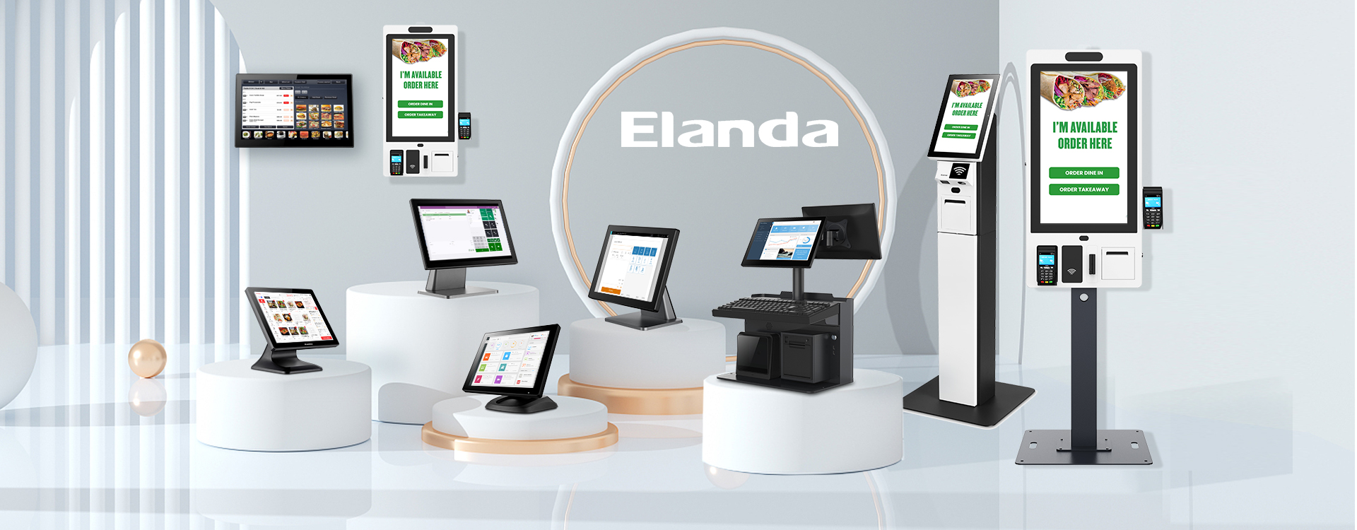 POS systems, self-service kiosks, digital signage, and peripherals