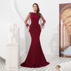 Mermaid Red Appliques Beaded Evening Dresses Party...