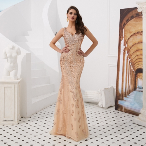 Mermaid Appliques Beaded Evening Dresses Party Elegant Gowns