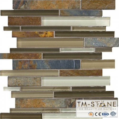 TM-M045 Glass Slate Mosaic Stone