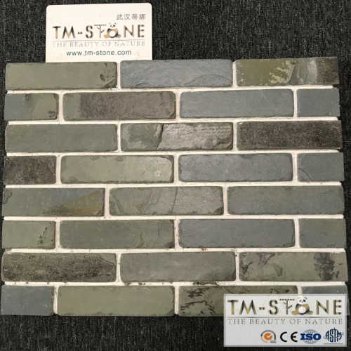 TM-TPB003 Natural Green Slate Tumbled Peace Brick