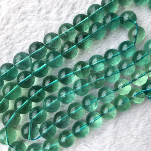 Genuine Natural AAA High Quality Clear Blue Green Fluorite Semi-precious stones Round Beads 15.5" 05860