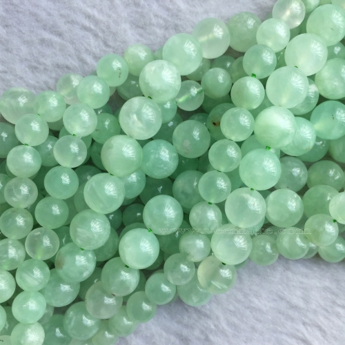 High Quality Natural Genuine Green Prehnite Round Loose Gemstone Jewelry Gemstone Beads 15.5" 06069