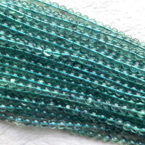 Genuine Natural AAA High Quality Clear Blue Green Fluorite Semi-precious stones Round Necklace or Bracelet Beads 15.5" 06019