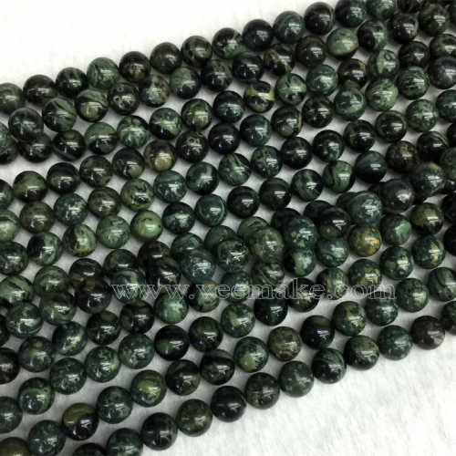 Natural Genuine Dark Green Kambaba Jasper Round Jewellery Loose Small Ball Beads 6mm 8mm 10mm 12mm 15.5" 05455