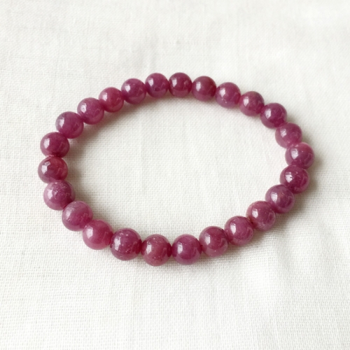 Natural Genuine Purple Red Ruby Stretch Finish Bracelet Round beads 7mm 05185
