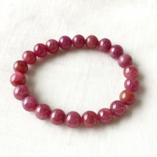 Natural Genuine Purple Red Ruby Stretch Finish Bracelet Round beads 8mm 05184