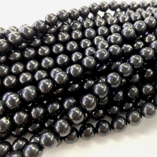16" natural genuine Russian black shungite round diy jewelry necklace bracelets beads 06369