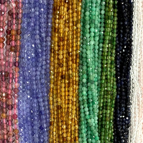 Veemake High Quality Tourmaline Spinel Ruby Sapphire chrysoprase Aquamarine Garnet Peridot Tanzanite Emerald Diopside Round Faceted Small beads 06720