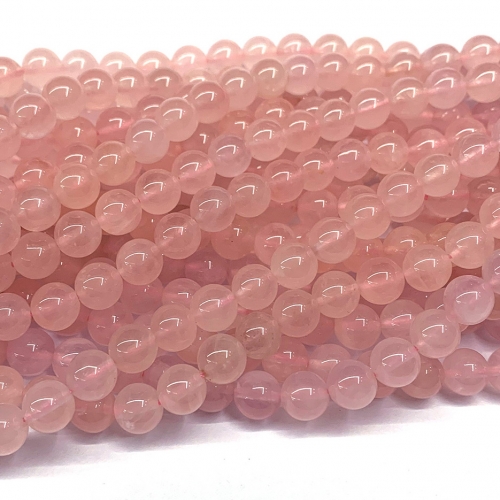 High Quality Genuine Natural Clear Pink Crystal Rose Quartz Semi-precious stones Round Loose Beads 8mm 15.5" 07363