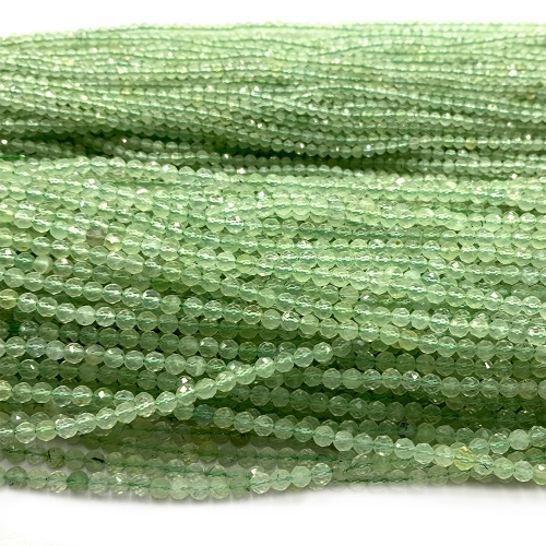 15.5 " Veemake Natural Genuine Gemstones Clear Green Prehnite Round Faceted Small making necklaces bracelets jewelry beads 07430