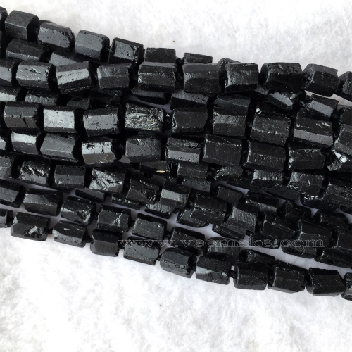 Natural Genuine Raw Mineral Black Tourmaline Nugget Free Form Loose Rough Matte Faceted Necklace Bracelet Jewelry Beads 6005