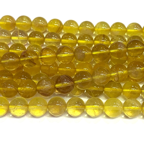 Veemake High Quality Genuine Natural Yellow Fluorite Round Loose Necklaces Bracelets Beads Jewelry Making 15.5" 07734