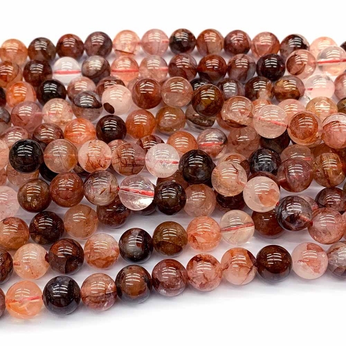 Veemake High Quality Genuine Natural Clear Red Himalaya Crystal Round Loose Necklaces Bracelets Beads Jewelry Making 15.5" 07740