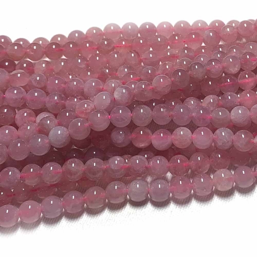 High Quality Genuine Natural Clear Pink Crystal Madasgas Rose Quartz Semi-precious stones Round Loose Beads 8mm 15.5" 07763