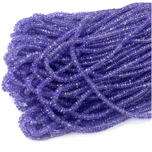Natural Stone Genuine Gemstone High Quality Purple Blue Tanzanite Faceted Rondelle Jewelry Necklaces Bracelets Beads 07792