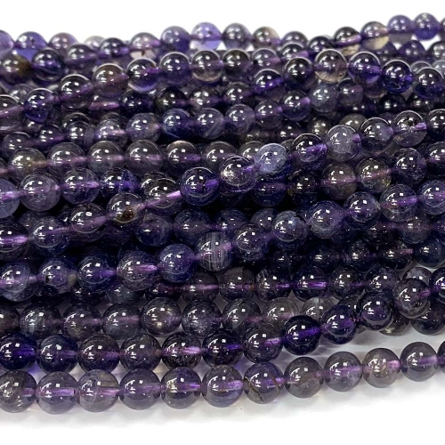 Natural Genuine Blue Purple Iolite Round Loose Gemstone Stone Beads Jewelry Design Necklace Bracelets 07902
