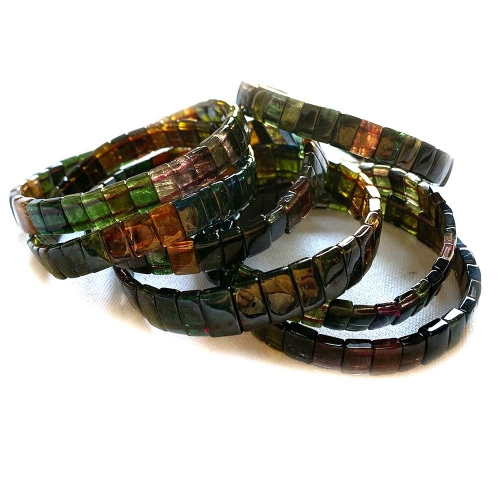 Natural Genuine Tourmaline Bracelet Bracelets Flat Rectangle beads 08271