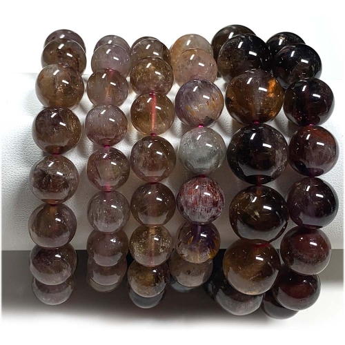 Veemake Natural Genuine Yellow Cacoxenite Auralite Super 23 Crystal Bracelet Round Loose Beads 08069