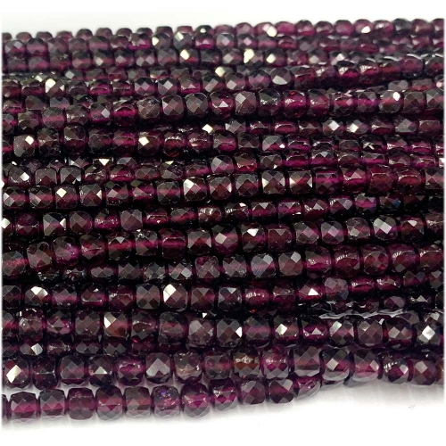 Veemake Natural Genuine Almandite Pyralmandite Purple Garnet Cube Faceted Small Jewelry Loose Beads 08146