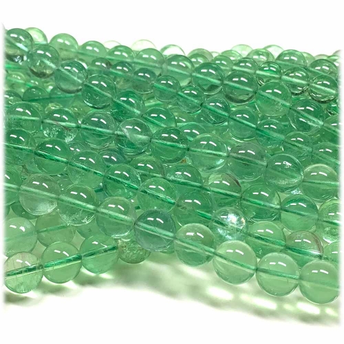Genuine Natural AAA High Quality Clear Green Fluorite Semi-precious stones Round Beads 15.5" 08251