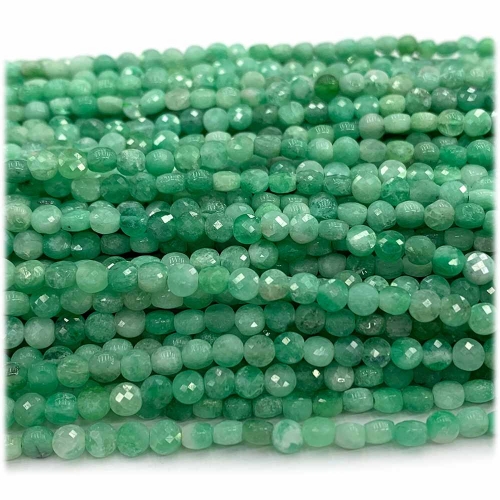 15.5 " Veemake Natural Stone Genuine Gemstone High Quality Green Emerald Coin Faceted Small Jewelry Necklaces Bracelets Loose Small Beads 08297
