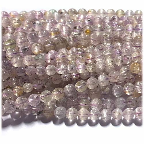Veemake Natural Genuine Green Pink Purple Kunzite Spodumene Hiddenite Cat's Eye Round Loose Gemstone Beads Necklaces Bracelets 6-12mm 08311