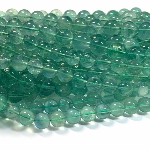 Genuine Natural Clear Green Fluorite Semi-precious stones Round Loose Beads 08329