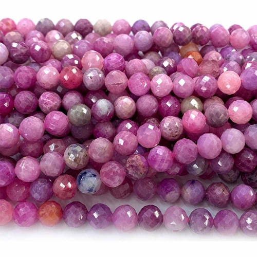 Natural Genuine Red Ruby Round Loose Gemstone Stone Faceted Beads Jewelry Design Necklace Bracelets 08332