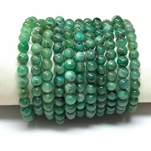 Veemake High Quality Natural Genuine Green Emerald Bracelet Necklace Round Loose Beads 08340