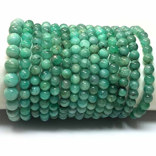 Veemake High Quality Natural Genuine Green Emerald Bracelet Necklace Round Loose Beads 08342
