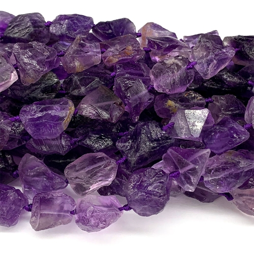 Natural Genuine Raw Mineral Dark Purple Amethyst Nugget Free Form Loose Rough Matte Faceted Beads 08346