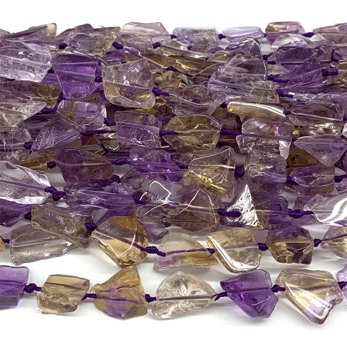 Natural Genuine Raw Mineral Clear Yellow Purple Ametrine Nugget Free Form Loose Beads 08347