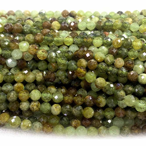 Veemake Natural Genuine Gemstones Yellow Green Garnet Tsavorite Round Faceted Small Making Necklaces Bracelets Jewelry Beads 08365
