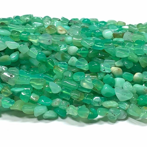 High Quality Natural Genuine Green Chrysoprase Nugget Free Form Fillet Irregular Pebble Loose Beads 15.5“ 08412