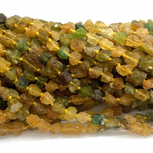 Natural Genuine Raw Mineral Yellow Green Tourmaline Nugget Free Form Loose Rough Matte Faceted Necklace Bracelet Jewelry Beads 08408