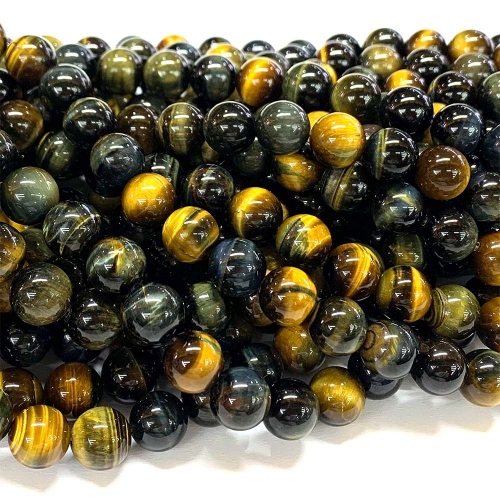 AAA High Quality Genuine Natural Blue Yellow Tiger's Eye Stone Semi-precious stones Round Loose Beads 4-20mm 15.5" 08522