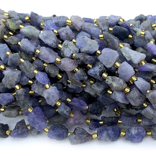 Natural Genuine Raw Mineral Blue Purple Tanzanite Nugget Free Form Loose Rough Matte Faceted Beads 08524