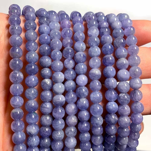 16" Veemake Natural Genuine Purple Blue Tanzanite Round Loose Gemstone Jewelry Beads Making Necklaces Bracelets 08550
