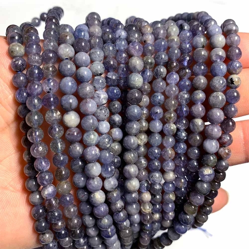 16" Veemake Natural Genuine Purple Blue Tanzanite Round Loose Gemstone Jewelry Beads Making Necklaces Bracelets 08544